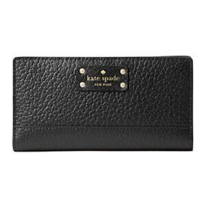 Kate Spade Bay Street Stacy Black Pebbled Leather Bi-Fold Wallet -NWT